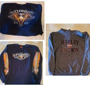 Harley Davidson- 1 long sleeve shirt and 1 hoodie. Size large.